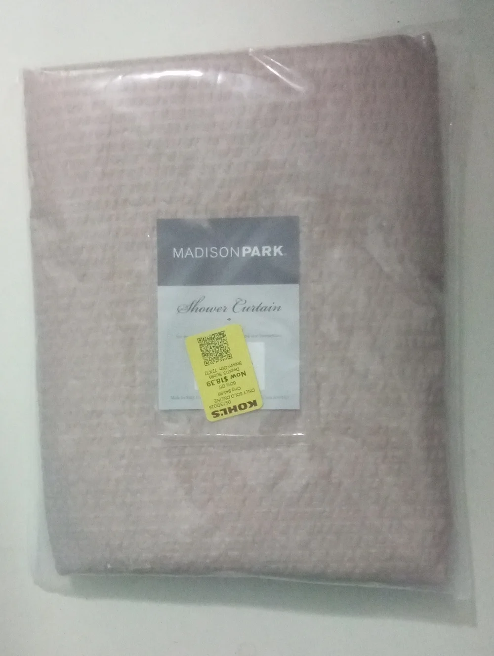 Madison Park Soft Blush Tan Textured Shower Curtain NWT $45.99